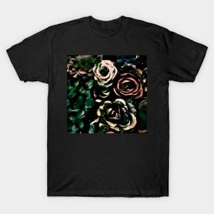 DEEP DARK ROSES HYDRANGEAS POSTER PRINT T-Shirt